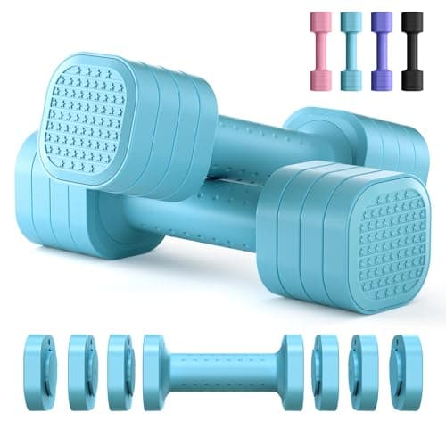 Zempox Adjustable Dumbbell Set of 2, 4 in 1 Free Weights Dumbbells Set for Women, Hand Weights for Women at Home, Each 2lb 3lb 4lb 5lb with TPU Soft Rubber Handle for Home Gym Exercise Training