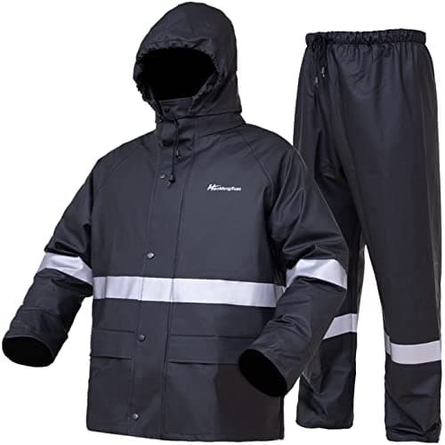 Rain Suits Waterproof Heavy Duty Rain Gear Raincoat Jacket and pants for Men Women Adults (3XL, Black)