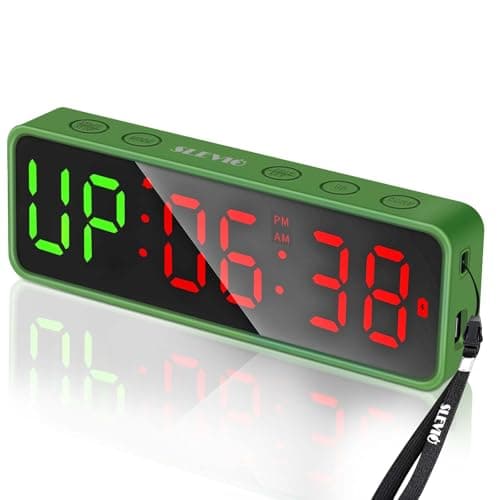 Small Gym Timer Clock Stopwatch Magnetic Workout Interval Timer, Large LED Digital Display, Home Accessories Countdown Clock for Home Gym Garage Schools (Matte Green)