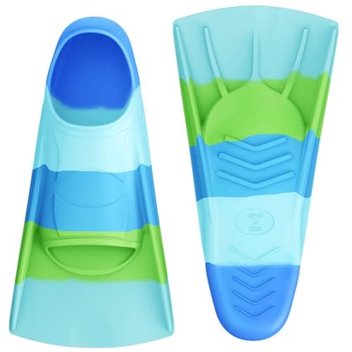 Gintenco Swim Fins, Kids Swim Training Fins for Lap Swimming, Travel Size Flippers with Mesh Bag, Silicone Swimming Fins for Kids Teens Adults Women Men (CH10, M(US Men 4-5.5/US Women 5.5-7))