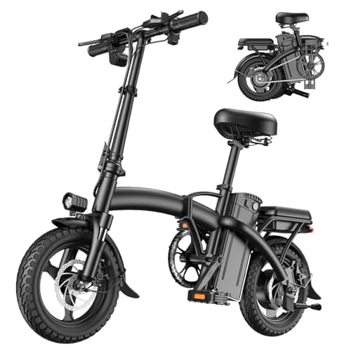 AONPO Folding Electric Bike,14" Ebike for Adults,25MPH