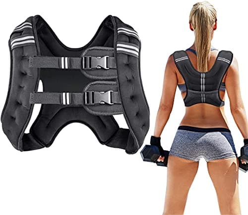 Prodigen Weighted Vest for Women and Men 8 Lbs with Reflective Stripe and Double Adjustable Buckle Straps Weight Vests for Strength Training, Jogging, Cardio, Weight Loss, Muscle Building, Black