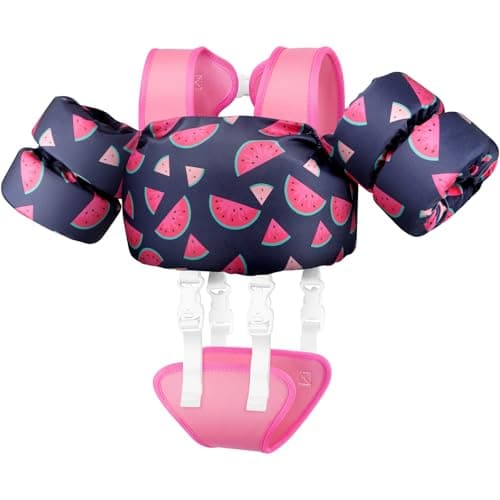 Vvinca Toddler Swim Vest for Kids 13-30lbs Boys Girls Puddle Kid Jumper Toddlers Pool Floaties Jacket with Adjustable Crotch Strap Sleeves Shoulder for 1 2 3 Years Old Baby Infant Learn to Swimming