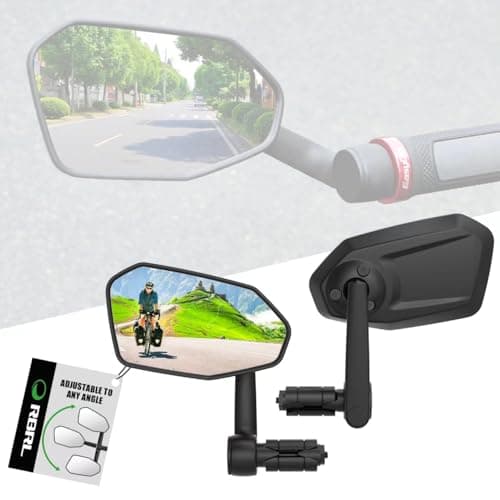 RBRL Bicycle Mirror, Extra Large Bike Mirror, 360° Adjustable Shatterproof and Durable Bar End Rear View Mirror Bi, Bicycle Side Mirror for E-Bike (Set)