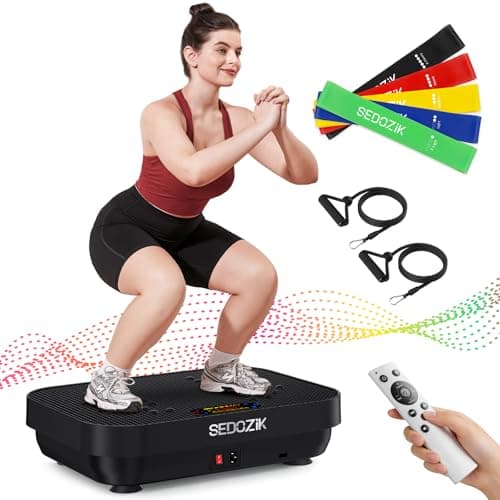 SEDOZIK Vibration Plate Exercise Machine, Vibration Plate for Lymphatic Drainage Weight Loss, 450 Lbs Capacity Full Body Vibrating Platform Workout Equipment with Bluetooth for Home Women Men, Black