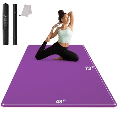 CAMBIVO Large Yoga Mat (6'x 4'), Extra Wide Workout Mat for Men and Women, 1/3 &1/4 Thick Exercise Fitness TPE Mat for Home Gym, Yoga, Pilates, Workout (Plum), 6mm