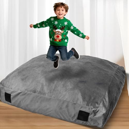 WOUDY Crash Mats for Kids Sensory, Sensory Pads for Autistic Children,Soft Foam Landing Zone, Soft, High-Density Foam Landing Zone Provides Safe Sensory, with Washable Cover (5FT*5FT) Grey
