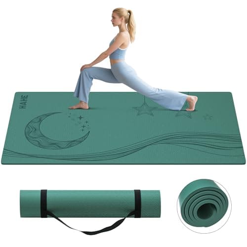 Large Yoga Mat, 72"x40"x0.4"Thick, Extra Wide Exercise Mat, Oversized Non Slip Workout Mat with Strap for Yoga, Pilates, Fitness, Home Gym Studio (Peacock Green)