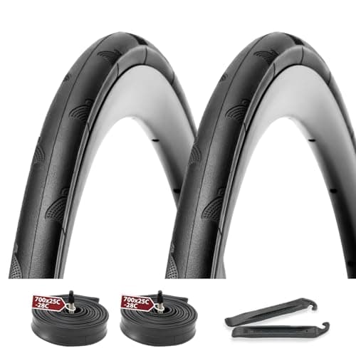 MOHEGIA 700C Bike Tires & Tubes Set - 2 Pack 700x28C Foldable Road Bike Tires 60 TPI with 700C Presta Valve Bicycle Inner Tubes, for Racing, Touring, Commuting, Hybrid Bikes