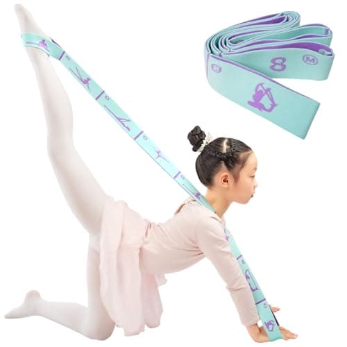 Extended 8 Loops Stretching Strap Elastic for Kids, Dance, Ballet, Gymnastics Elastic Sports Training Belt, Children's Stretch Resistance Latin Stretching Yoga Equipment (Blue)