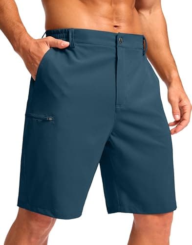G Gradual Men's Casual Shorts 7"/ 9" Lightweight 4 Pockets Stretch Quick-Dry Summer Shorts for Golf Work Hiking Trips (9", Tibetan Blue, XL)