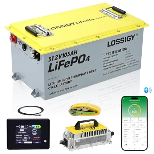 LOSSIGY 48V Lithium Golf Cart Battery Conversion Kit, Prefect for Solar System RV, Built in 200A Bluetooth BMS, Peak Current 1000A(3-5s)