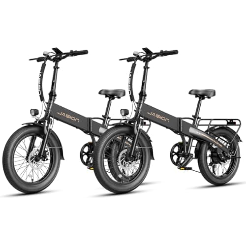 Jasion EBS Folding Electric Bike for Adults, Compact Portable 20" Fat Tire Ebike with 1200W Peak Motor, 48V Removable Battery, 25 MPH 50 Miles Aluminum Frame E-Bike Suitable for Trunk,RV, Apartment-2B