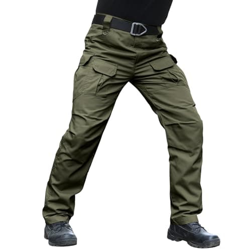 Hiwise Men's Stretch Tactical Pants Water Resistant Ripstop Cargo Pants Outdoor Lightweight EDC Work Hiking Pants (Army Green, 40WX34L)