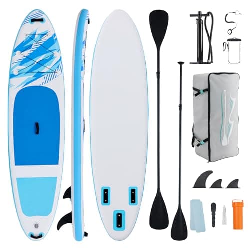 KMFurnila Inflatable Stand Up Paddle Board for All Skill Levels - Portable SUP Paddleboard with Premium Accessories, Durable Construction & Non-Slip Deck for Water Sports Adventures