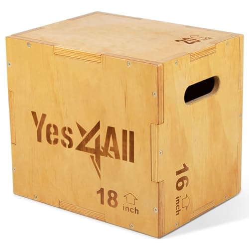Yes4All Plyo Box, 3-in-1 Wooden Box Jumps for Home Gym (12/14/16 in), 450 lbs Boxes Step Up with Smooth Edges & Wide Built-In Handles for Jumping, Strength Training, Lunges, Squats, Dips