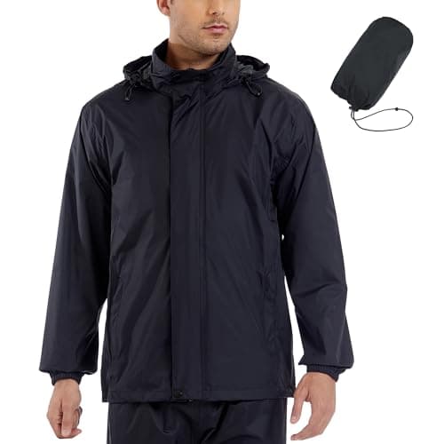 GIISAM Men’s Rain Jacket with Hood Lightweight Rain Coats Waterproof Raincoat Packable Windbreaker for Hiking Cycling