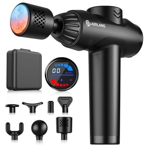 AERLANG Massage Gun with Heat and Cold,Deep Tissue Massage Gun, Back and Neck Massager for Pain Relief,Muscle Percussion Massager,Handheld Messager with 7Heads&Silent Birthday Gifts for him
