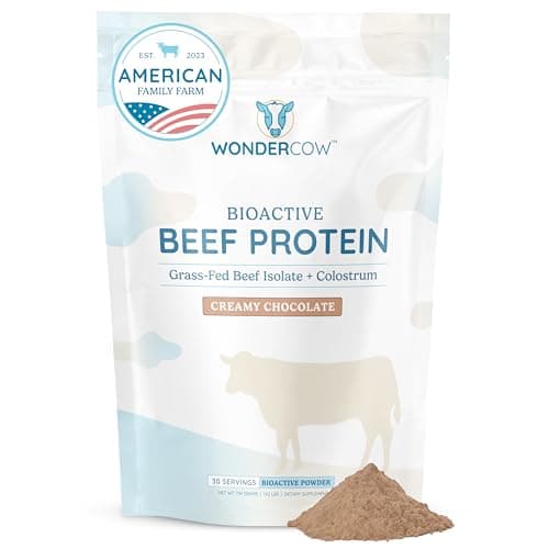 WONDERCOW Beef Protein Isolate Powder w/Bovine Colostrum Supplement | Clean, 100% Grass Fed, Carnivore, Keto Friendly | Gluten Free | 20g of Protein, 30 Servings, Chocolate
