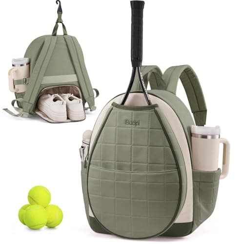 Sucipi Tennis Bag, Tennis Backpack for Women with Shoe Compartment, Quilted Professional Tennis Racket Bag with Cup Holder for Pickleball Badminton