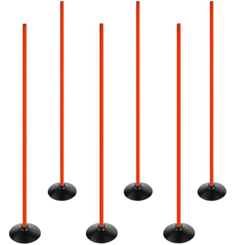 ASENVER Soccer Basketball Training Poles Detachable Agility Poles Training Equipment, Slalom Drill Speed Training Pole (6 FT Pack of 6, Orange)