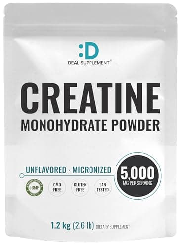 Instant Creatine Monohydrate Powder, 5g Per Serving – 240 Servings | Micronized, Unflavored, Fast Absorbing Formula | Supports Strength, Power, & High-Intensity Training* | Vegan, Keto, Non-GMO
