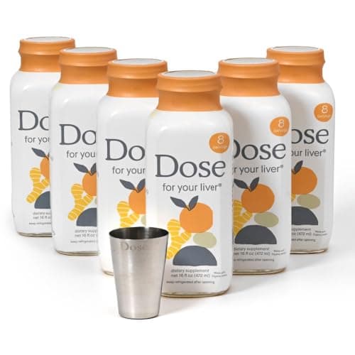 Dose for Your Liver Cleanse Detox & Repair, Made with Organic Milk Thistle Supplement with Turmeric, Dandelion, Ginger, and Orange, Supports Healthy Liver Function,16oz Bottle, 6 Pack (6 Week Supply)