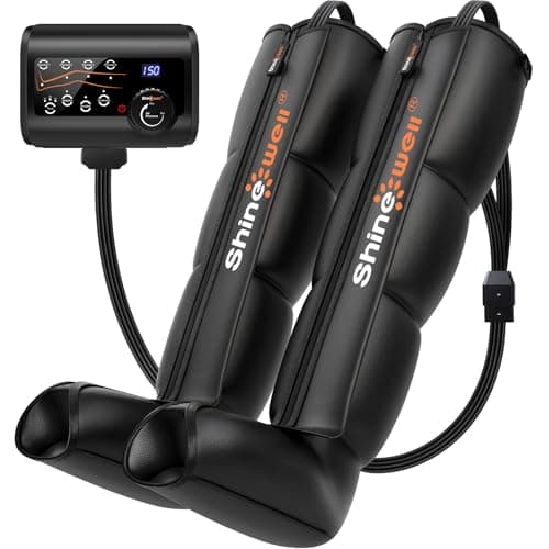 SHINE WELL Leg Recovery Compression System, Professional Foot and Leg Air Compression Boots, Sequential Device for Massage Therapy, Fast Recovery & Improved Circulation for Athletes & Gym (Medium)