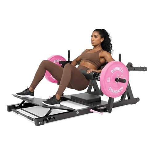 GMWD Hip Thrust Machine, 800 lbs Plate-Loaded Glute Bridge Machine with Weight Holder, Heavy Duty Butt Exercise Equipment for Glute Muscles Building and Butt Shaping, Adjustable Footboard, Pink