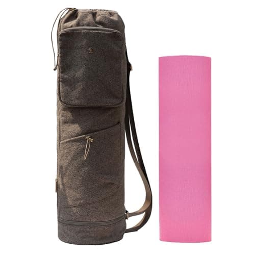 ESVAN Yoga Mat Bag with Multi Pockets Drawstring Yoga Mat Carrier Pilates Exercise Multi-Functional Storage Bag