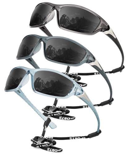 KALIYADI 3 Pack Polarized Sunglasses-Men Sports Sun-glasses: Mens Sunglasses UV Protection for Fishing Driving Cycling