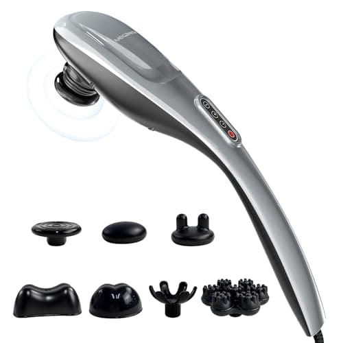 MEGAWISE Handheld Deep Tissue Neck Back Massager for Shoulders, Waist, Legs, 3600 RPM Powerful Motor Electric Neck Massager with 5 Nodes & 5 Speeds, A Little Heavy