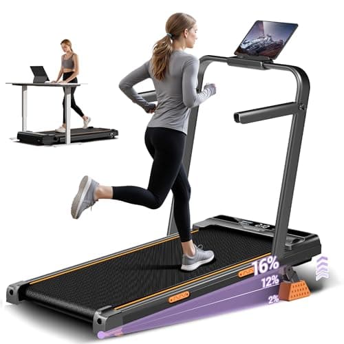 16% Incline Walking Pad Treadmills for Home Small, 4-in-1 Under Desk Treadmill with Handles, Foldable Treadmill with 2.5 HP Quiet Brushless, 330 LBS Capacity
