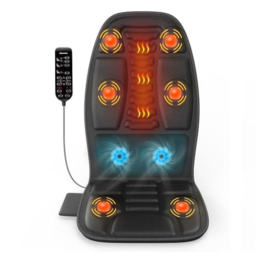 Massage Seat Cushion with Heat, Cooling Back Massager for Chair, Chair Massager for Full Body Massage, Deep Tissue Vibration Pad for Home & Office Chair, Gift for Men Womem