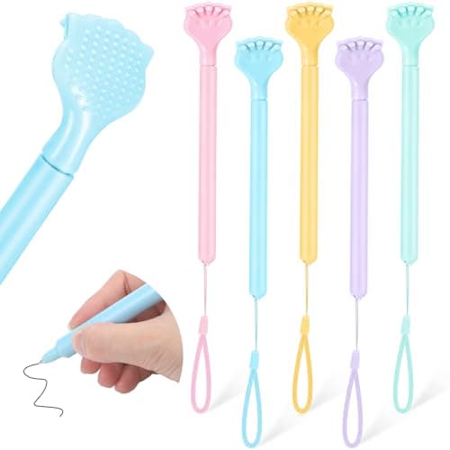 Funrous 5 Pcs Macaron Back Scratchers Pens Multi Extendable Back Massage Funny Pens Cute Telescoping Portable Massage Stocking Stuffers for Adults Women Men Christmas Thanksgiving Birthday Gifts