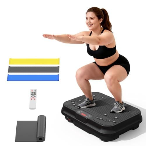 Vibration Plate Exercise Machine for Lymphatic Drainage,Power Vibrate Stand Shake Board 400 Lbs Capacity Fitness Platform with Fitness Resistance Bands Weight Loss Gifts for Women Men
