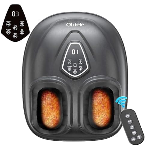 Ohiele Foot Massager with Heat, Shiatsu Foot Massager with Remote, Electric Feet Massage Machine for Neuropathy,Plantar Fasciitis, Circulation, FSA Eligible HSA Store Eligible Massager (Black,Corded)