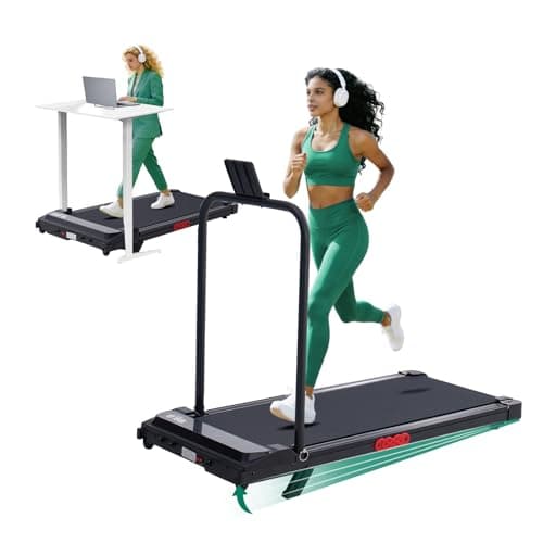 OGPOU Portable Treadmill with Handles, 2026 Upgrade Under the Desk Walking Pads Treadmills with Handle Bar & Incline, 3.0HP Electric Small Compact Treadmills for Home Small Spaces, 0.6-7.6MPH, 350LBS