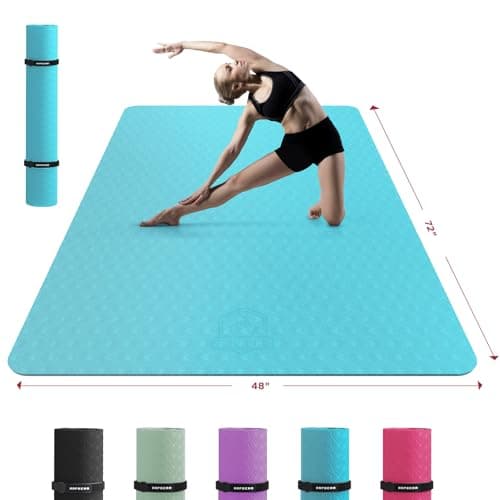 HAPBEAR Extra Large Yoga Mat - 72"x48"/78"x54"x6mm (1/4 inch), Non-Slip, Durable, Eco-Friendly, Thick Wide Exercise Mat for Home Workouts, Yoga, Pilates, Stretching, Meditation (Barefoot Exercise)