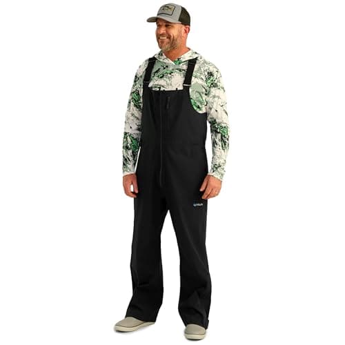 HUK Mens Rover Bib, Windproof & Waterproof Fishing Bibs Overalls, Black, Small