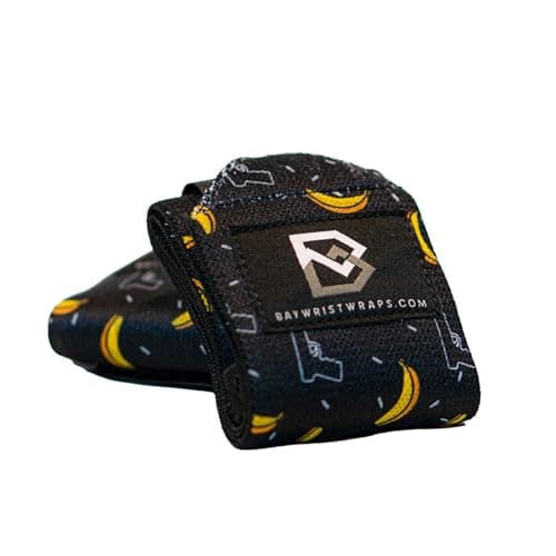 Bay Wrist Wraps Weightlifting Workout Wrist Brace - Adjustable, One Size Fits All - Comfort Wrist Wraps for Weightlifting with Thumb Loop, Lifting Wrist Straps in Shooting Bananas - 18" Wrist Wrap