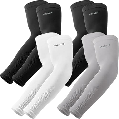 YQXCC 4 Pairs Arm Sleeves, Cooling UV Sun Protection Sports Compression Sleeves for Men Women, Golf Basketball Arm Sleeves