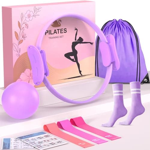 Pilates Kit for Home Workouts Set for Women, Pilates Ring Equipment and Ball Set Home Pilates Workout Kit with 15" Magic Circle Ring and Resistance Bands, A Must-Have for Beginners and Seasoned Yogis