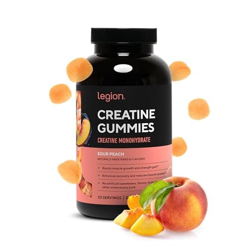 LEGION Creatine Monohydrate Gummies - Clean Creatine Chewables for Muscle Gain, Improving Endurance & Post Workout Recovery - Creatine Supplement for Maximum Absorption (Sour Peach)