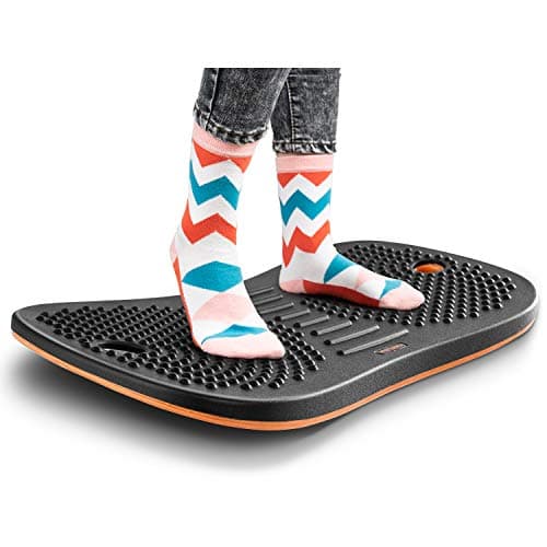 Standing Desk Anti Fatigue Mat Wooden Wobble Balance Board Stability Rocker with Ergonomic Design Comfort Floor Mat Accessories(Large, Obsidian Black)