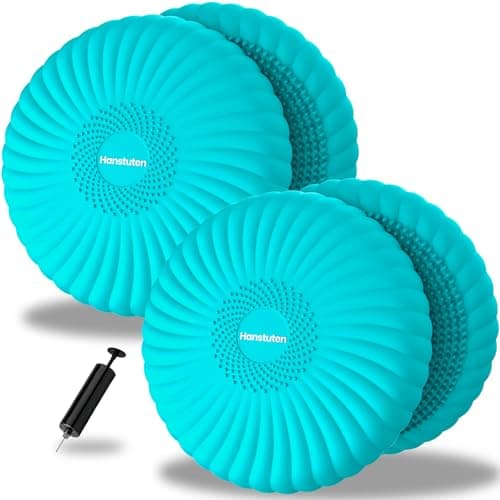 Hanstuten Wobble Cushion Core Balance Disc, 2 Pcs Wiggle Seat Cushion with Inflation Pumb, Non-slip Balance Pads for Physical Therapy & Core Strength