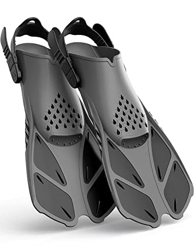 Greatever Snorkel Fins Adjustable Buckles Open Heel Swim Flippers Travel Size Short Swim Fins for Snorkeling Diving Swimming Adult Men Womens