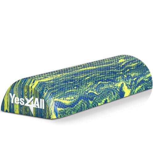 Yes4All EVA Firm Foam Roller for Stretching, Half Yoga Back Roller for Muscle Massage for Pilates, Yoga, Balance & Core Exercises,12 inches, Blue Green