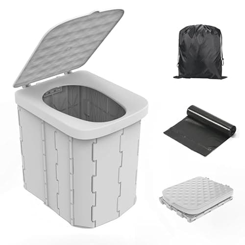 Hapoon Portable Camping Toilet for Adults XL Portable Folding Toilet with Lid,Travel Portable Potty for Adults,Porta Potty Car Toilet, Grey