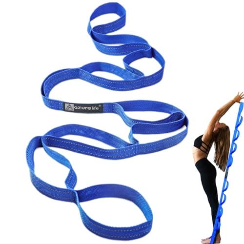 A AZURELIFE Premium Durable Stretch Straps with Loops, Stretching Strap for Physical Therapy, Multi-Loop Yoga Strap Fitness Exercise Strap for Yoga, Pilates, Dance, Flexibility&Exercise